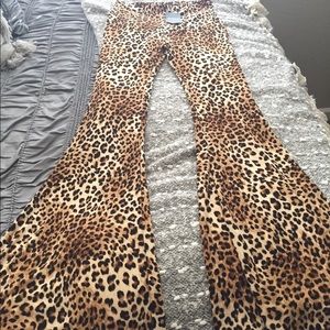 Cheetah print bell bottom flare pants